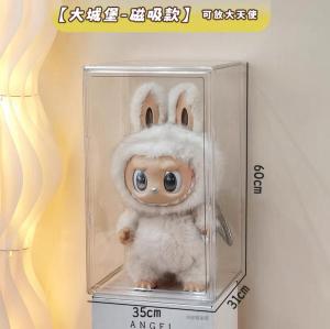 💟SOLUTION65💟 60H Dust Proof Toy Storage Box Multi Storage Purposed Clear Stackable Plastic Storage Bins with Magnetic Attraction Lid Dustproof Book & Cosmetic Display Cases Large Figures Collectibles Showcase Shoe Box Protection Organizer for Bags