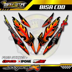 STRIPING VARIASI HONDA SUPRA X OLD DESAIN API PADANG BULAN/ STICKER LIST MOTOR HONDA SUPRA X OLD