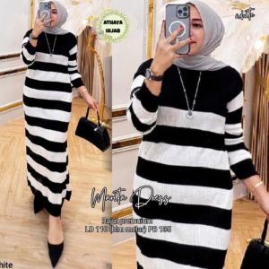 BEST SELER DRES GAMIS RAJUT SALUR ZEBRA // GAMIS RAJUT PREMIUM // GAMIS RAJUT SALUR TERBARU // DRESS SALUR GARIS GARIS // GAMIS RAJUT MURAH // GAMIS RAJUT PREMIUM // GAMIS  WANITA BAHAN RAJUT