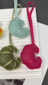 Aesthetic Keychain CharmsLeather Croissants Bag Charm Pendant Croissants Keychains Charms Hanging Ornament for Womens