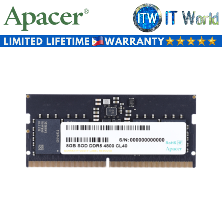 Apacer 8GB(1x8GB) DDR5-4800MHz CL40 SODIMM Laptop Memory