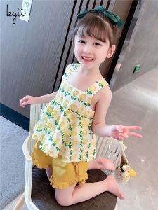 kyiibaby Girls summer suit fashion girls baby fashionable sleeve clothes children Korean shorts two pieces kybb035