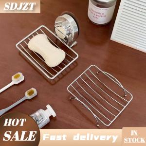 SDJZT จานสบู่แบบดูดติดผนังไม่เจาะที่วางสบู่ในห้องน้ำที่วางสบู่ในห้องน้ำตะแกรงสแตนเลสสำหรับโต๊ะเครื่องแป้งในห้องน้ำในบ้าน