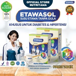 Etawasol Susu Kambing Etawa 100% Tanpa Gula Untuk Gula Darah Diabetes Hipertensi Penafasan & Nyeri Sendi Kemasan 250gram - Paket 2 Box