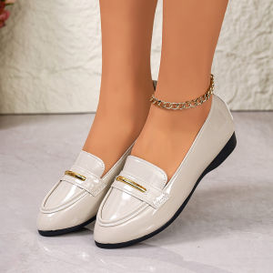Free Shipping Pointed-Toe Soft-Soled Leather Shoes Shallow-Cut Flats New Autumn Fashion Trendy And Stylish WomenS Slip-On Shoes Comfortable And Casual Footwear