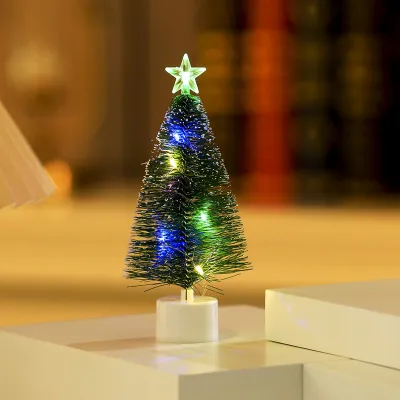 LED Lamps Mini Christmas Tree Desktop Decoration Ornaments Props With Colorful Lights For Garden Bedroom Home Decor