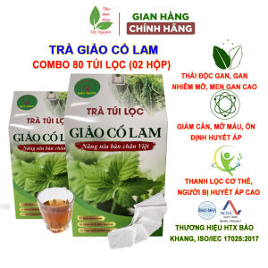 Trà túi lọc giảo cổ lam (hộp 80 gói) trà giảo cổ lam Bảo Khang ổn định huyết áp giảm mỡ máu phòng và hỗ trợ xơ vữa mạch máu bình ổn huyết áp
