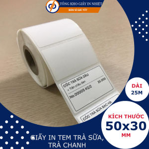 Giấy in nhiệt 50x30mm - DP12- Tem trà sữa tem dán cốc trà sữa