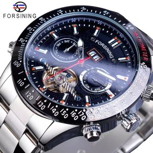 Forsining watch business mens watch mechanical casual mens watch date calendar waterproof blue dial stainless steel top brand fashion clock. Mens gifts