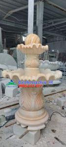 Tháp bi nước - Thác nước phong thủy luân - Đài phun nước đá vàng cà rốt trang trí nhà sân vườn - Cao 12 m