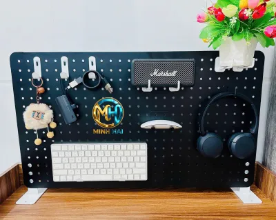 [TẶNG KÈM CHÂN ĐỂ BÀN] Bảng lỗ Pegboard cao cấp chân đứng để bàn bảng Pegboard decor trang trí bàn làm việc bàn học