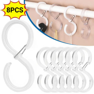 8Pcs Plastic S Shaped Hook Durable Windproof Hooks with Safety Buckle Coat Hat Tie Hook Towel Hook Household Storage Hooks