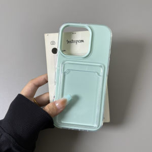 Jelly Card Slot Bag Clear Phone Case For iPhone 16 15 14 13 12 11 Pro Max Candy Color Wallet Photo Pocket Soft Protective Cover