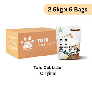 [CARTON] SingAPaw Tofu Cat Litter 2.6kg x 6 – 99% Dust-Free Fast Clumping & Odour Control for Cat & Kittens