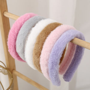 Chất liệu băng lông mềm hairband cho Phụ nữ mùa thu mùa đông dễ thương Fluffy Headband vương miện cao Phụ kiện tóc makeup洗stylish kẹp tóc