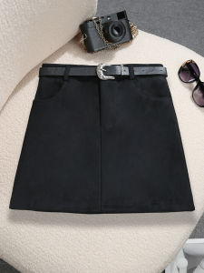 COD with belt~ Retro coffee suede skirt Korean new high waist and thin anti-light pocket skirt 98612026 new product