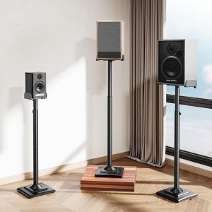 A Pair Universal Speaker Stand Clamp Bracket Height Adjustable Enlarge Cable Management Pole