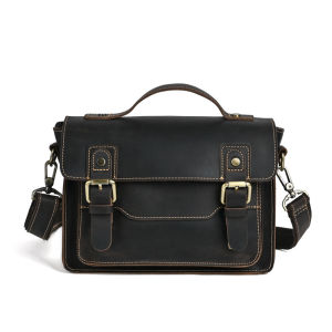 EDERN Retro Crazy Horse Leather Shoulder Bag for Men Fashion Casual Cowhide Messenger Bags Large Capacity Crossbody Bag Mens Satchel Bag