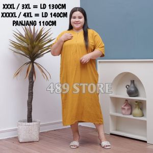 Daster Jumbo LD 130 LD 140 Busui Dengan Resleting Depan Bahan Rayon