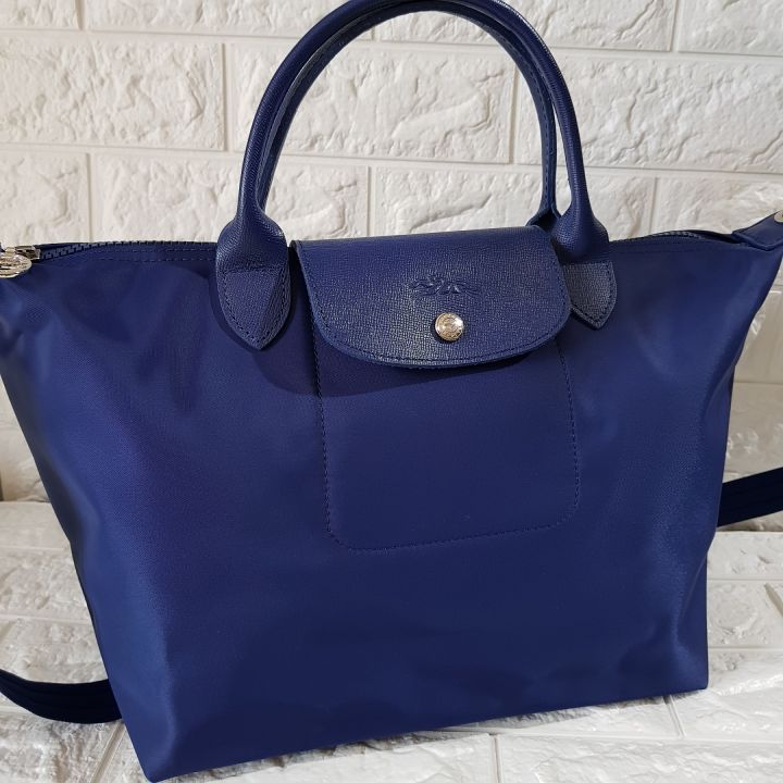 Longchamp navy blue discount medium long handle