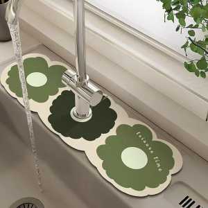 Drying Placemat Diatomite Faucet Pad / Alas Tatakan Pengering Piring Gelas Serap Air Tahan Panas Anti Licin