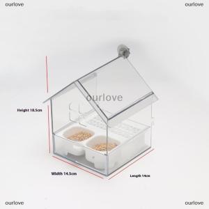 [COD] ourlove ที่ใส่อาหารนกแก้วแบบแขวนป้องกันไม่ให้นกกระจัดกระจายอุปกรณ์กรงนกอ่างอาบน้ำแบบมัลติฟังก์ชัน