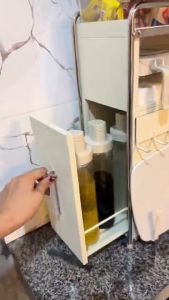 SJORAGE On Hand🔥Dustproof Seasoning Cabinet Kitchen Organizer Rack with Hooks Oil Bottle Storage and Multi-Tier Design