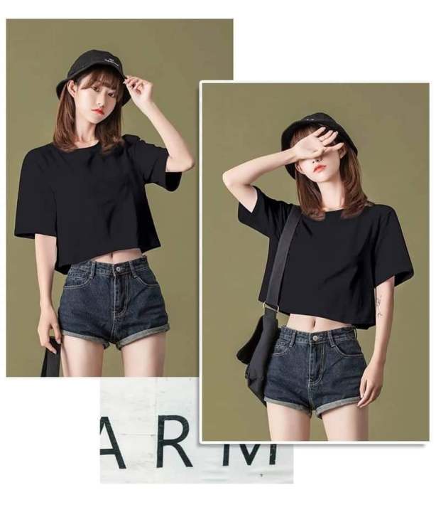 croptop plain women croptop plain korean style croptop shirt croptop women blouse crotop plain women new style 2024 cotton croptop plain high qaulity croptop plain blouse