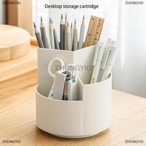 [COD] ZHONGYI0 เครื่องเขียนอเนกประสงค์สำหรับสำนักงานโต๊ะหมุนแบ่งส่วนสีขาวและเป็นชั้นๆอุปกรณ์ด้านความงาม