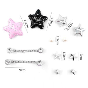 12Pcs/Set Shoes Charms Shoe Accessories Star Shaped Shoe Buckles Detachable Shoe Chains Decoration for Hole Rubber Clogs