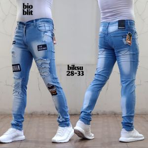 COD PROMO GRATIS ONGKIR celana jeans pria celana emblem sobek cowok terkini