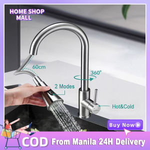 Stainless Steel Kitchen Faucet Extension With Sprayer For Sink Kitchen Tap Two Water Outlet Modes Deck Mounted Water Mixer Taps WIth Hose 360° Rotation Basin Sink Telescopic Faucet Heavy Duty