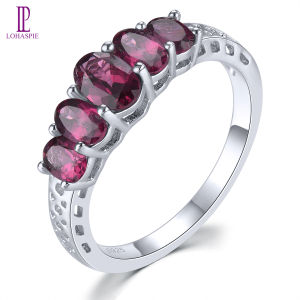 Lohaspie Đồ Trang Sức Chính Hãng 2 Carats Bạc 925 nhẫn chính gốc Tự Nhiên Rhodolite Garnet Citrine Nhẫn Đá Citrine Nhẫn chính gốc Garnet Nhẫn đá Phụ Nữ Đính Hôn trang sức nhẫn
