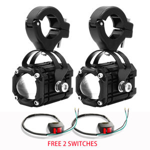 2PCS Motorcycle LED Headlight Projector Lens 50W Tricolor Strobe Drive Laser Spotlight Bulb Motorcycle Auxiliary Light 12v 24v