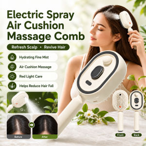 Electric Detangling Hair Brush Self Cleaning Massage Comb Anti Static Scalp Care Air Cushion Mist Spray Smoothing Volumizing Styling Comb Portable Beauty Hair Care Tool