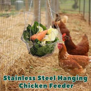 9 Inch Poultry Feeding Basket With Detachable Component Hanging for Vegetable Dispenser Iron Frame Space Efficient