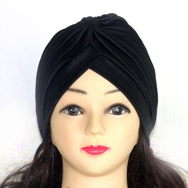 Women Stretchy Hijabs Hat Turban Cross Head Wrap Chemo Bandana Muslim Scarf Plain Hijabs Caps 9014