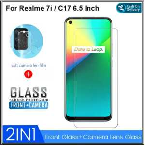 Promo Bisa ( COD ) 2IN 1 Tempered Glass Realme C51 NFC / 7i / C17 2020 Free Anti gores Camera