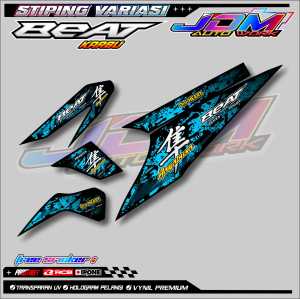 STRIPING VARIASI MOTOR BEAT KARBU HAYABUSA STYLE /  STICKER LIST MOTOR HONDA BEAT KARBU