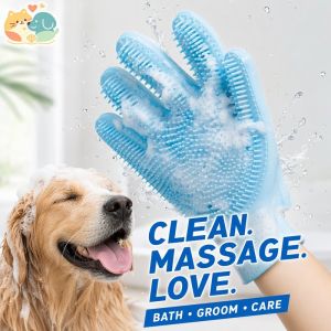 Silicone Pet Grooming Glove Deshedding Massage Brush Wet Dry Bath Cleaning Supply For Dogs Cats