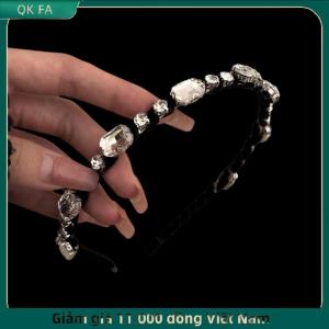 QK FA ✨ Nhung tóc Hoop với Rhinestone sáng bóng cho phụ nữ phong cách sang trọng headband cho mùa thu và mùa đông thích hợp cho khuôn mặt rửa tóc