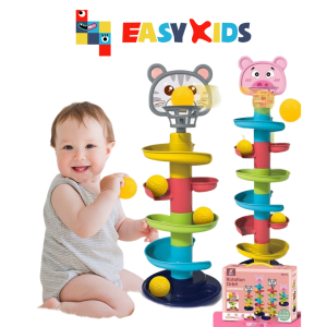 Đồ chơi trẻ em Tháp bóng lăn cầu trượt thả bóng xoay vòng nhiều 7 tầng 7 bóng EASYKIDS