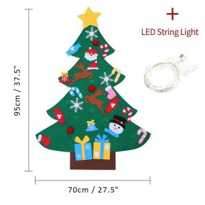 【5M LED String Lights】Felt Christmas Tree 3.2ft DIY Wall Hanging Xmas Tree With 25Pcs Ornaments