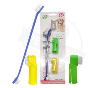 sikat gigi hewan peliharaan 1 set perawatan gigi kucing anjing aksesoris hewan peliharaan