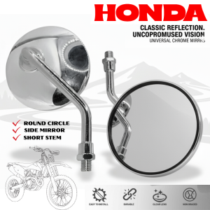HONDA RS 125 S Mirror Stainless ROUND TYPE SHORT STEM HIGH QUALITY