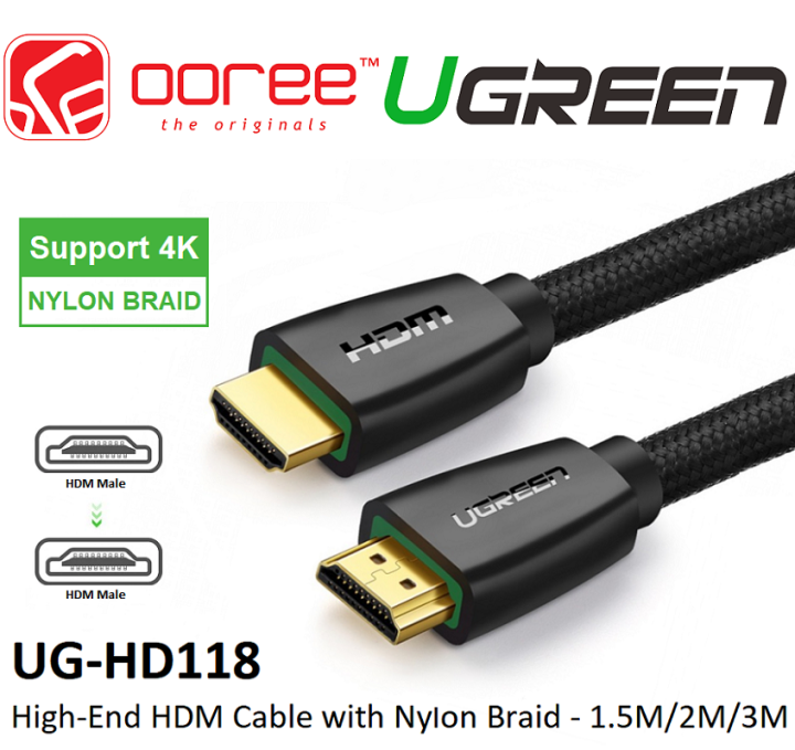 Ugreen High End Hdm Hd Male To Hdm Hd Male Cable Converter Adapter With Nylon Braid Hd118 1 5m