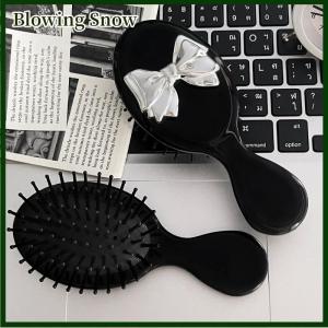 Blowing Mini Hair Comb With Mirror Foldable Comb Travel Portable Massage Women Girl Hair Brush Black Boeknot Comb Styling Tools Gift