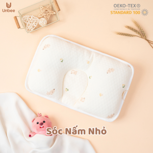 Gối lõm sơ sinh chống méo đầu UNBEE chất liệu Bamboo chần bông mềm mại kết hợp lưới thở Air Mesh