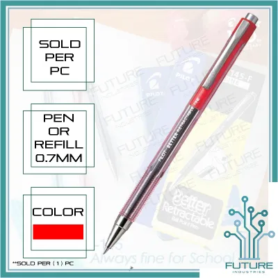 Ballpen Refillable PILOT Brand BP145 BP145F BP-145F Retractable BP 145 BP-145 BP145F BP-145-F Refill RFNS-GG-F Retractable Fine Point Refillable 0.7mm Tip Black Blue Red Green [Future Industries]