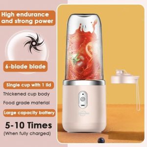 400ML Portable Electric Juicer 2 Cup Home Mini Multifunctional Wireless Blender USB Rechargeable Small Juice Cup